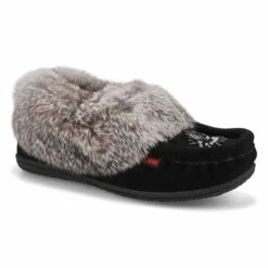 SoftMoc Women's Cute 5 Rabbit Fur Moccasin - -Softmoc CUTE5 BKGY XXX