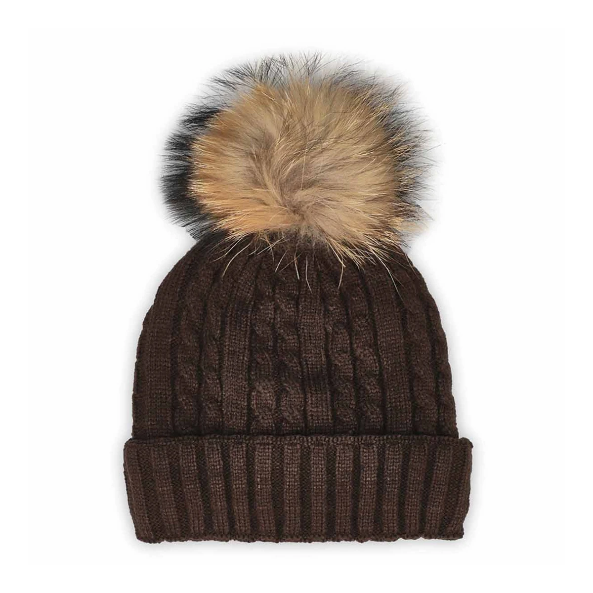 SoftMoc Women's Cable Stitch Hat With Fur Pom 6 SoftMoc Women's Cable Stitch Hat With Fur Pom - Image 4