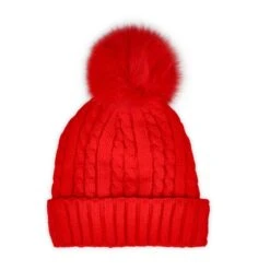 SoftMoc Women's Cable Stitch Hat With Fur Pom